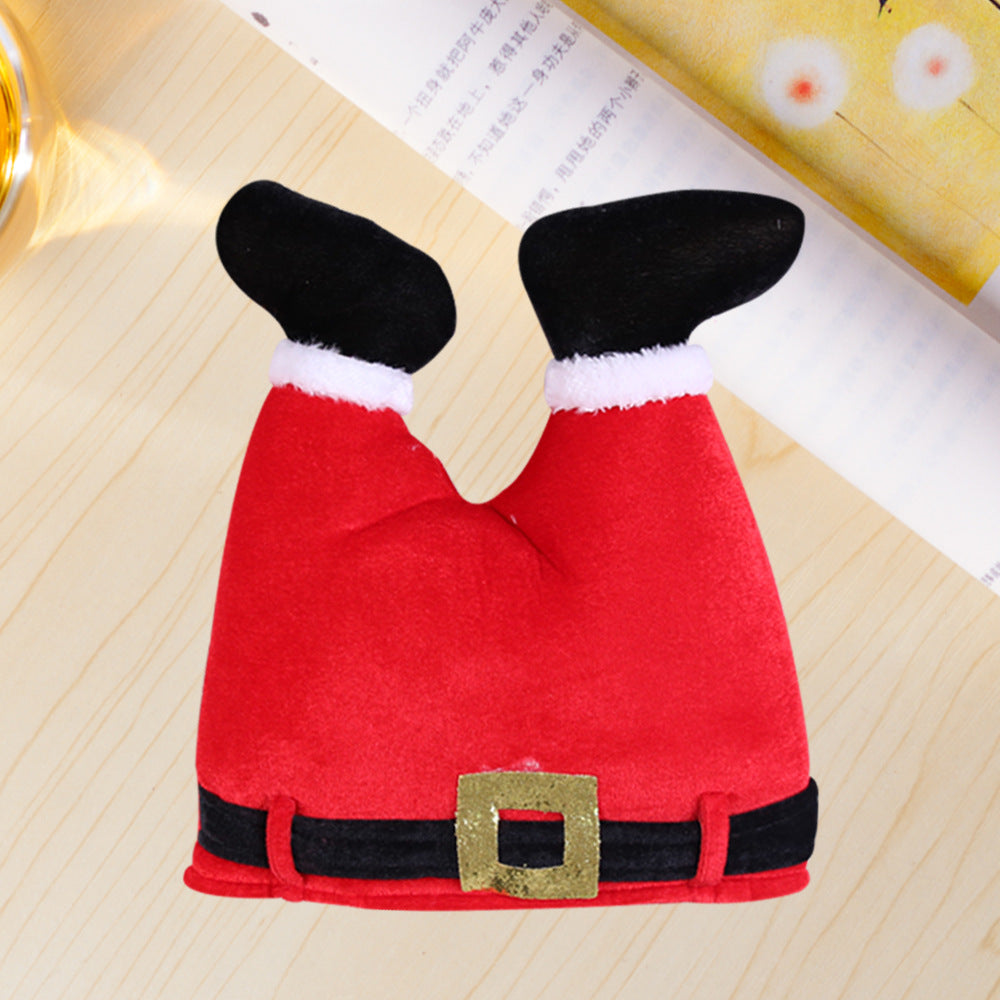 Dancing Musical Christmas Decoration Santa pants hat Red, 13-in