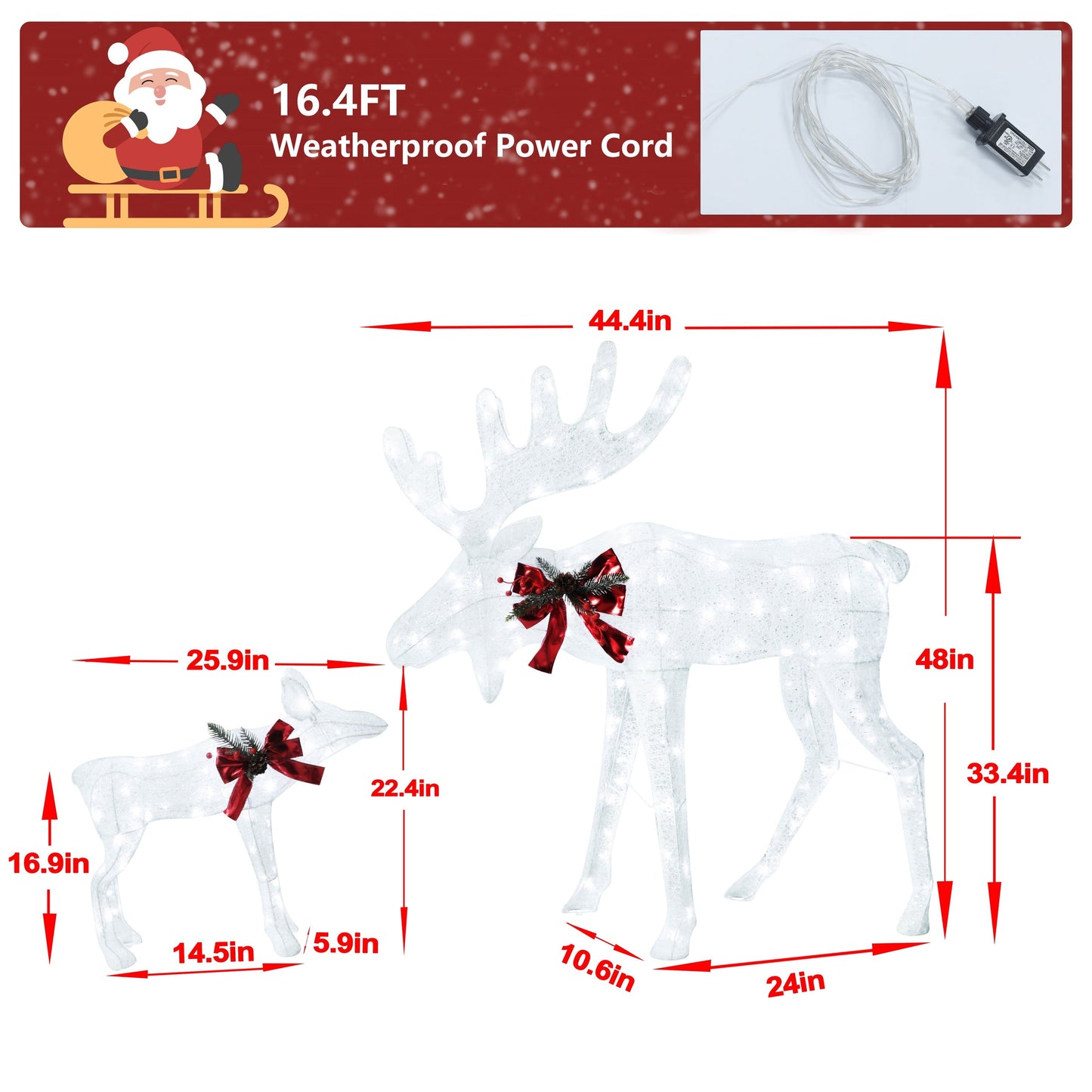 48.1 in. Cool White LED Moose Christmas Holiday Yard Decoration (2-Piece)