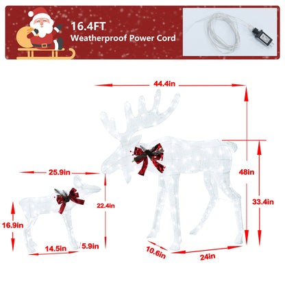 48.1 in. Cool White LED Moose Christmas Holiday Yard Decoration (2-Piece)