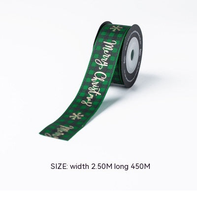 green and black plaid merry christmas ribbon 