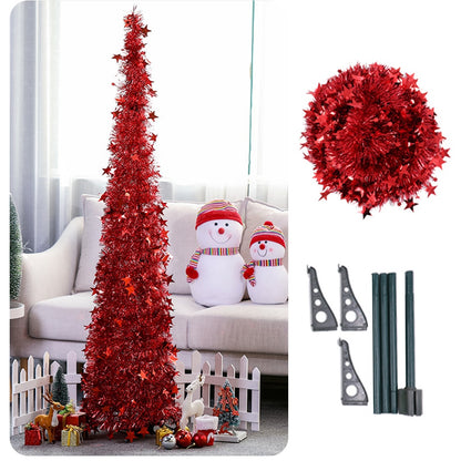 Collapsible Tinsel Pop-Up Artificial Christmas Tree with tree stand