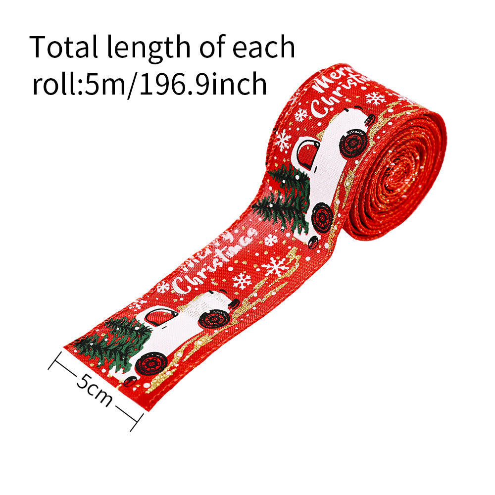 16 ft wired red merry christmas car ribbon 5 metres.