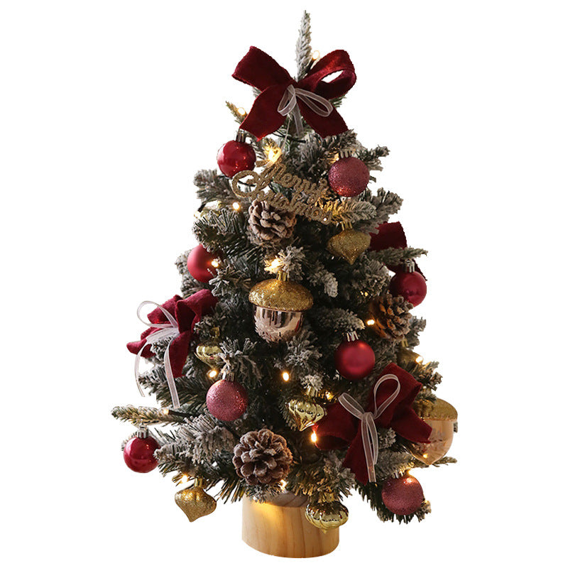 Red 18 INCH pre lit tabletop christmas tree set. 45cm tabletop christmas tree with christmas lights and gold ornaments