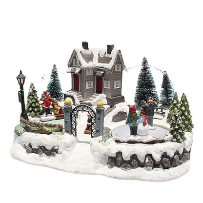 pre lit resin christmas village set