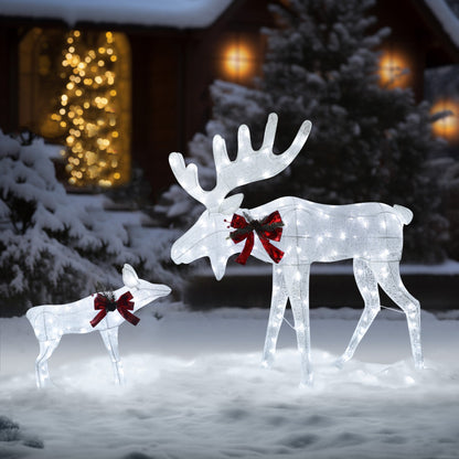48.1 in. Cool White LED Moose Christmas Holiday Yard Decoration (2-Piece)
