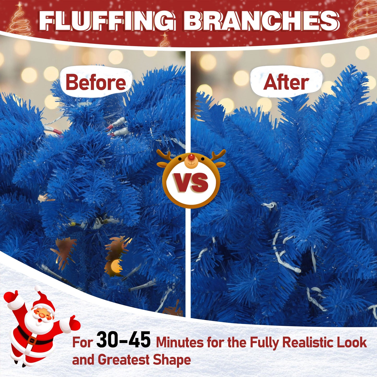 6ft BLUE Pre-lit Slim Pencil Artificial Christmas Tree with Lights.