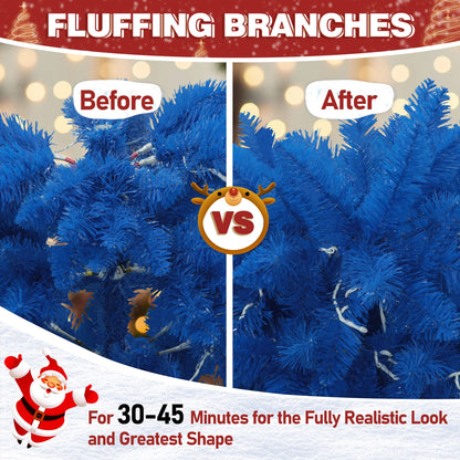 6ft BLUE Pre-lit Slim Pencil Artificial Christmas Tree with Lights.