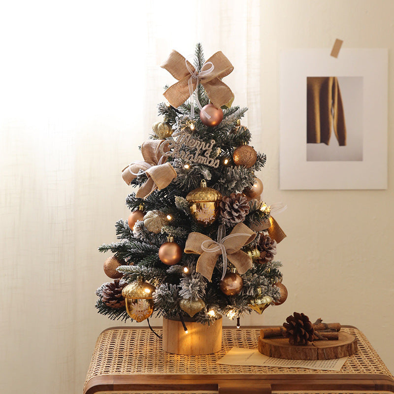 gold 18 INCH pre lit tabletop christmas tree set. 45cm tabletop christmas tree with christmas lights and gold ornaments