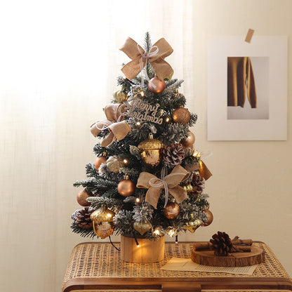 gold 18 INCH pre lit tabletop christmas tree set. 45cm tabletop christmas tree with christmas lights and gold ornaments