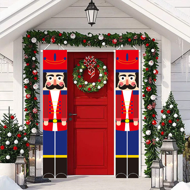 70-inch 2pcs Front door hanging banner christmas nutcracker