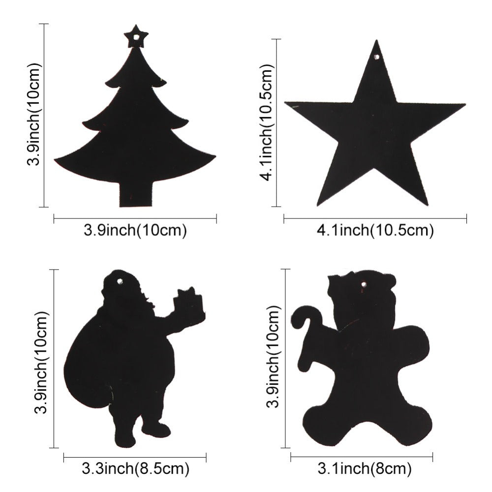 21pcs Magic scratch paper christmas kids ornament paper with wood pen