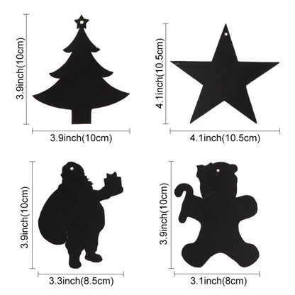 21pcs Magic scratch paper christmas kids ornament paper with wood pen
