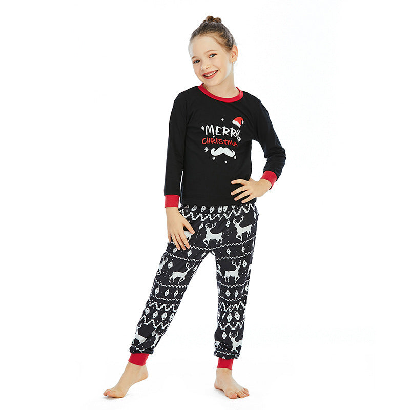 Black Long Sleeve Couple Christmas Pajamas set