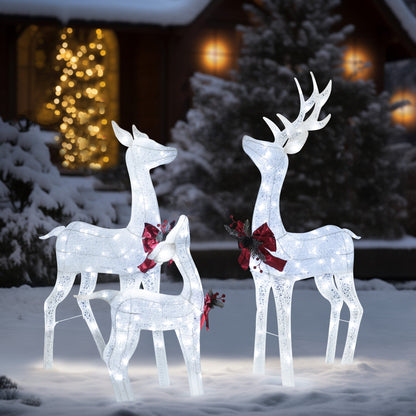 4.5 ft. 3D Cool White LED Reindeer Family Christmas Holiday Yard Decoration