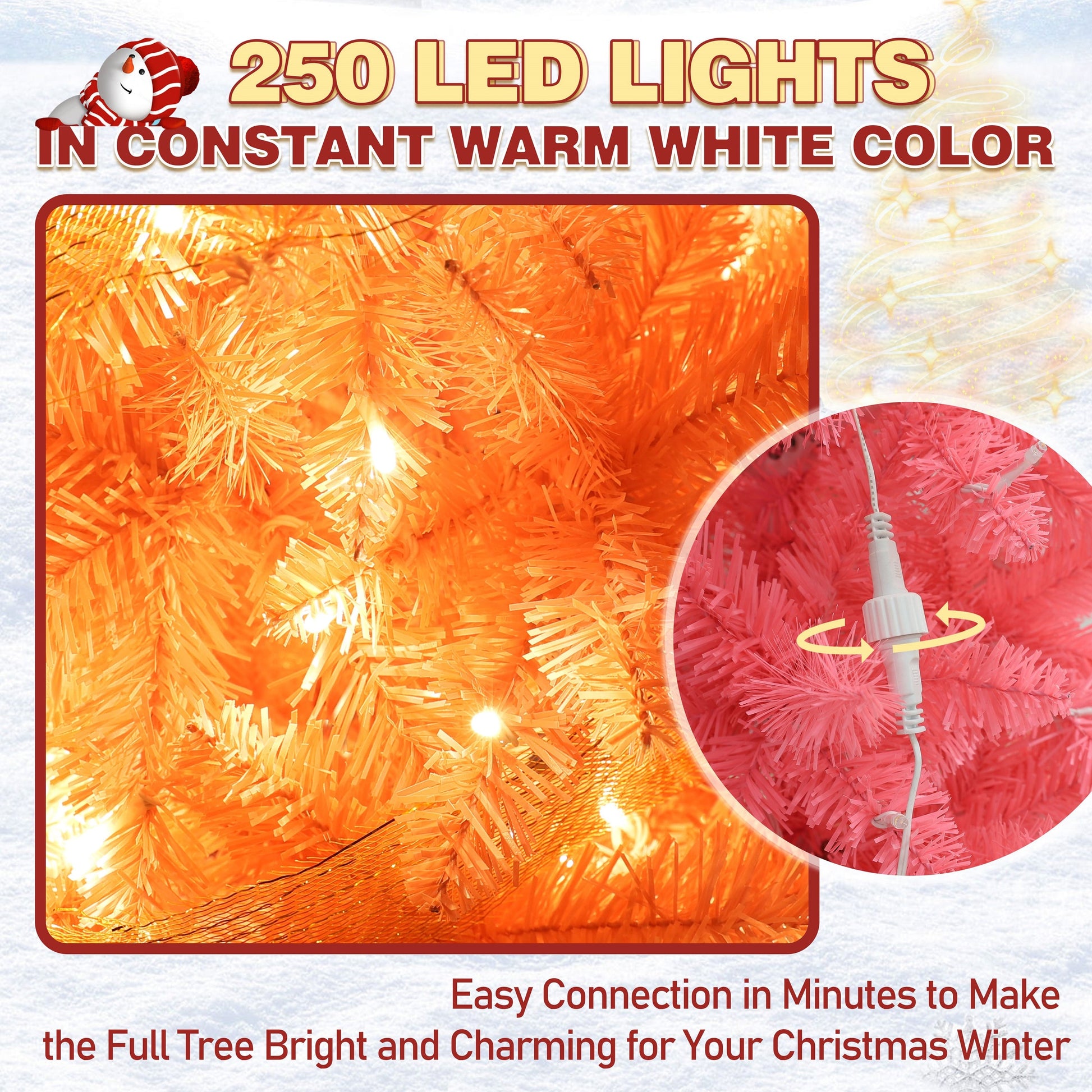 6ft PINK Pre-lit Slim Pencil Artificial Christmas Tree with Lights.
