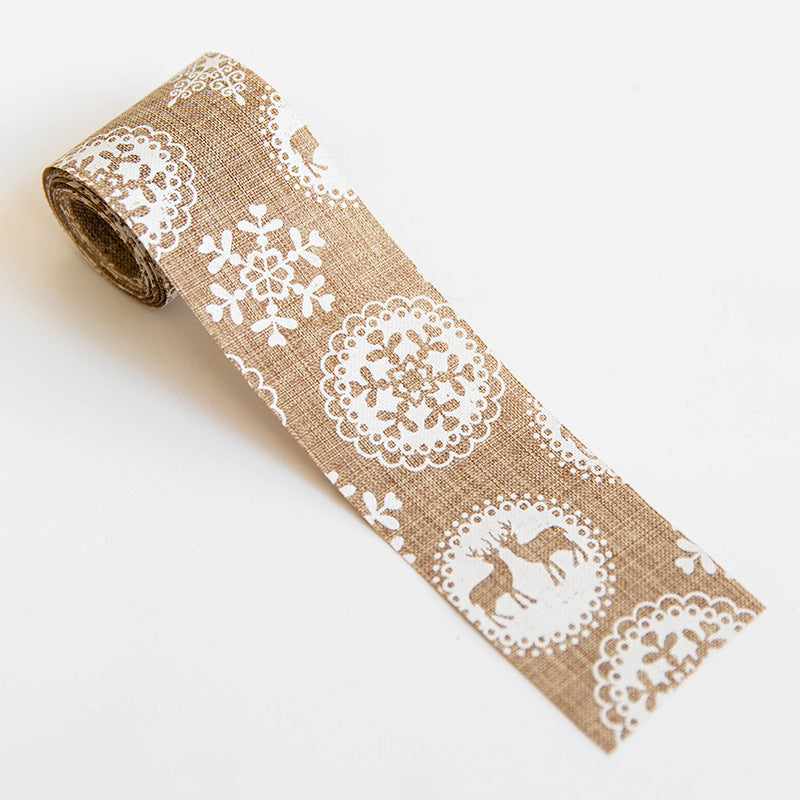 Christmas Snowflake Elk Burlap Ribbon
