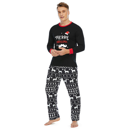 Black Long Sleeve Couple Christmas Pajamas set