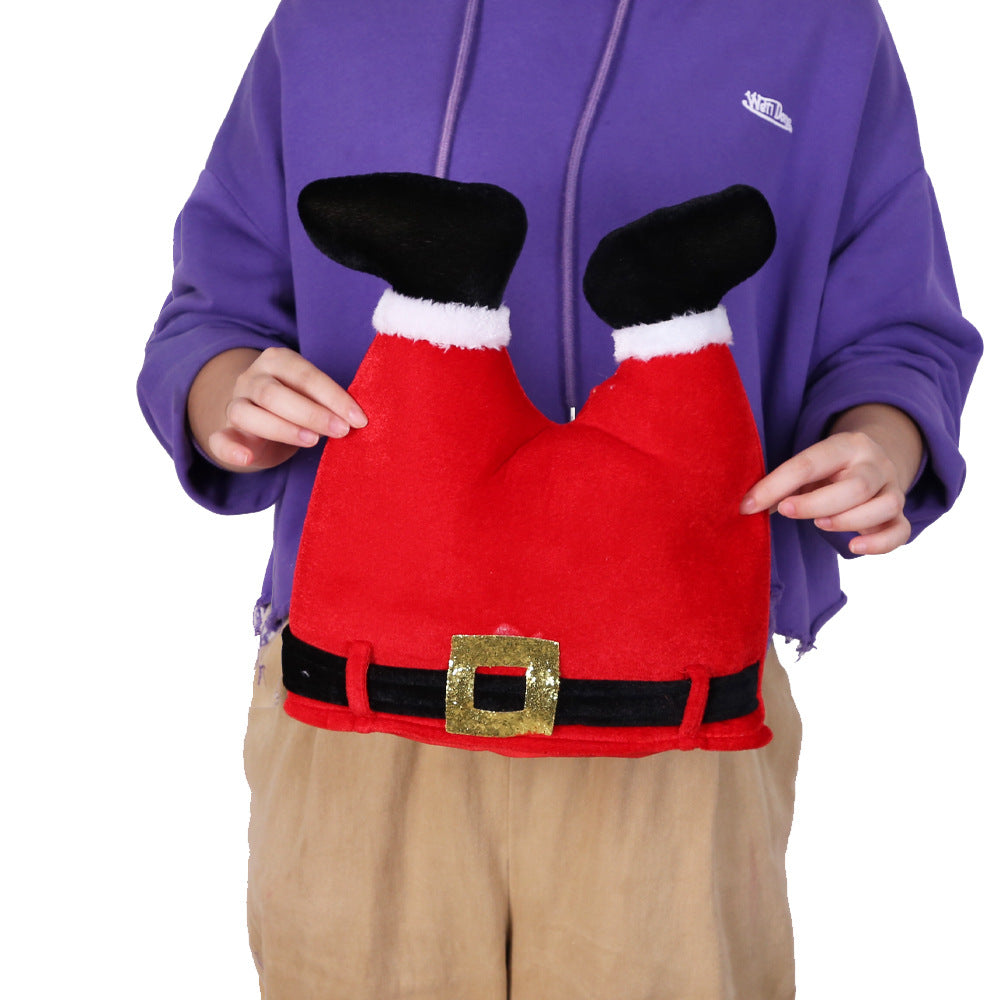 Dancing Musical Christmas Decoration Santa pants hat Red, 13-in display