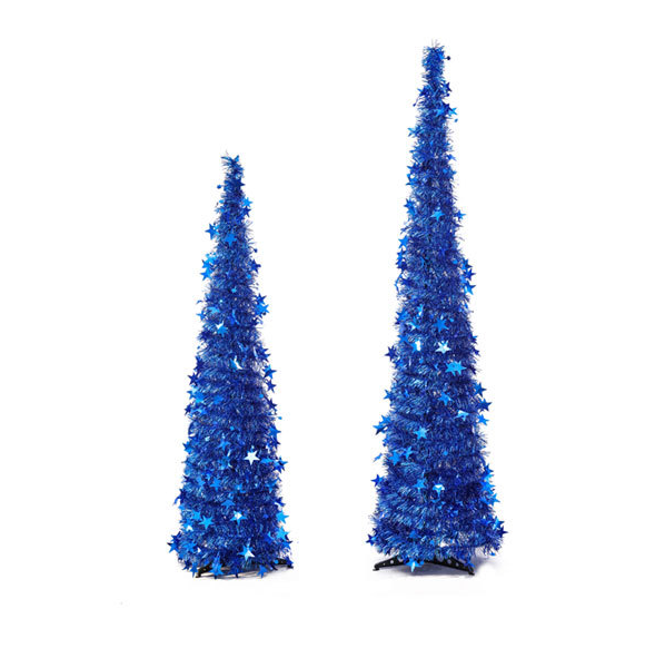 Collapsible Tinsel Pop-Up Artificial Christmas Tree with tree stand