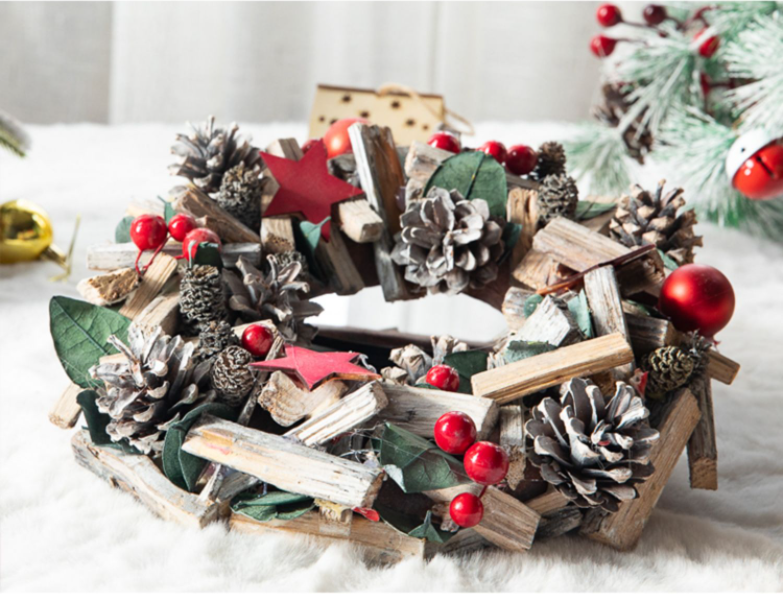 12inch driftwood Nordic Holiday wreath and garland 