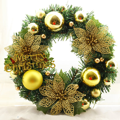 gold christmas wreath with glass ornament / merry christmas 