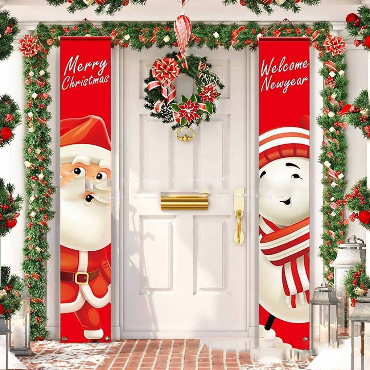 Front door and porch Christmas Outdoor Banner