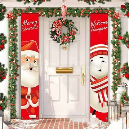 Front door and porch Christmas Outdoor Banner