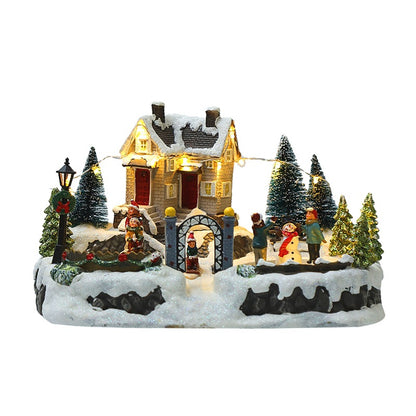 pre lit resin christmas village set