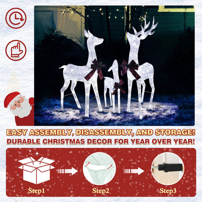 4.5 ft. 3D Cool White LED Reindeer Family Christmas Holiday Yard Decoration