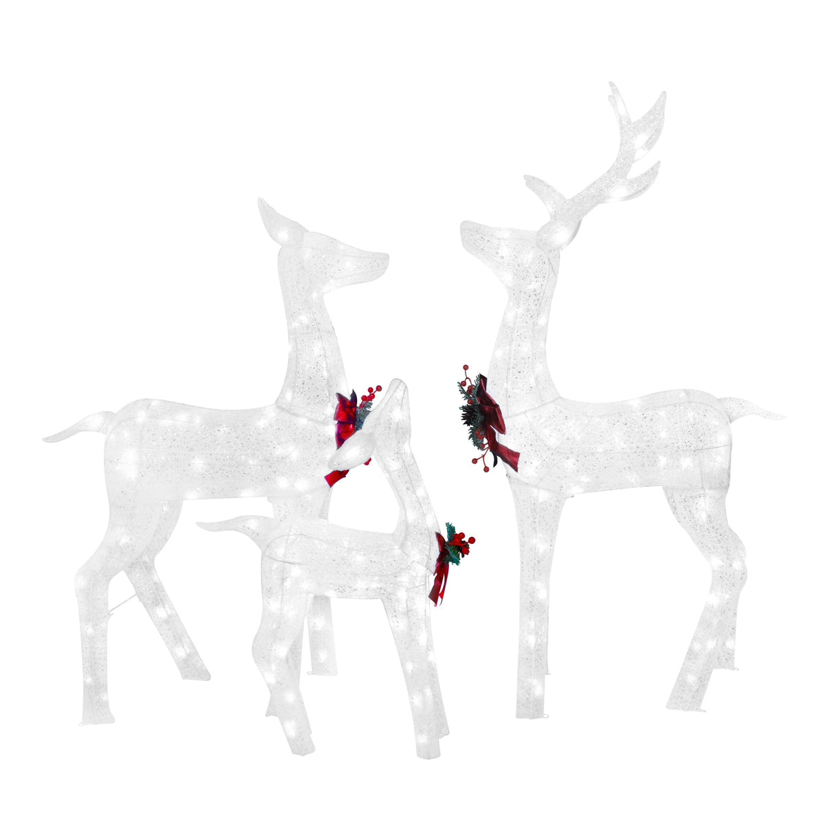 4.5 ft. 3D Cool White LED Reindeer Family Christmas Holiday Yard Decoration