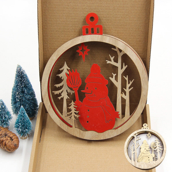 christmas snowman cnc wood ornament for christmas tree and christmas indoor decoration.