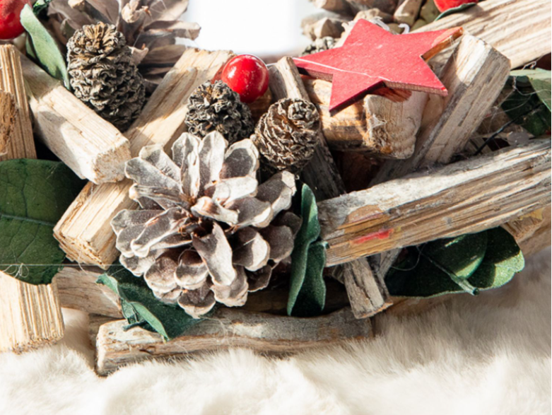 12inch driftwood Nordic Holiday wreath and garland 
