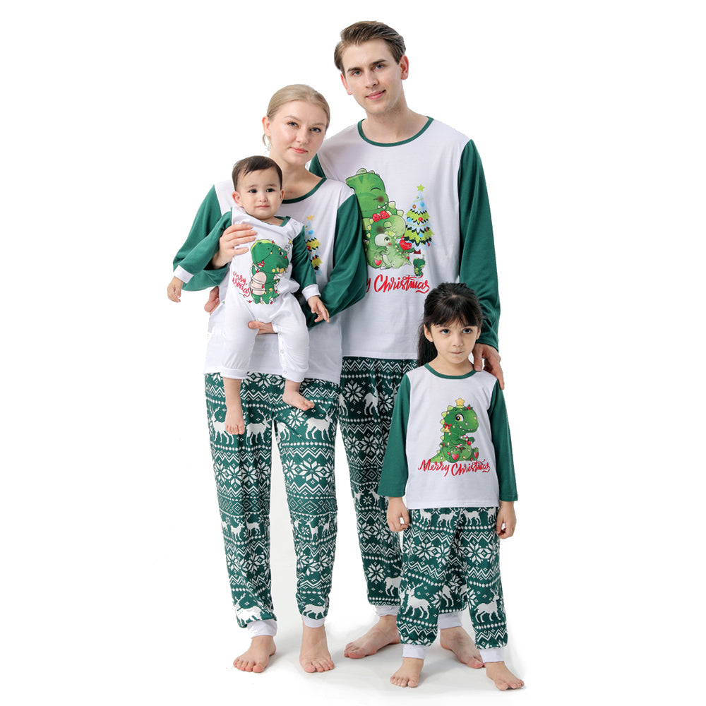 Family matching christmas green pajamas set