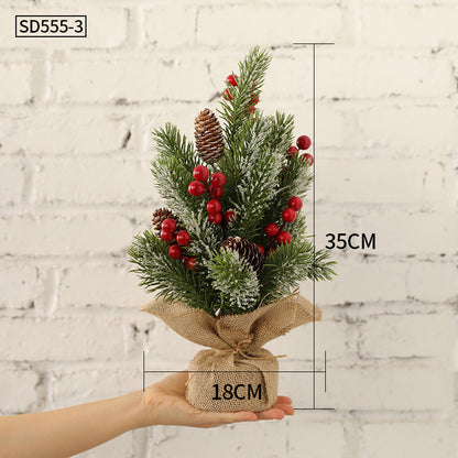 small artificial flocked pine tabletop christmas tree
