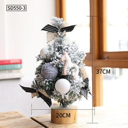 small artificial flocked pine tabletop christmas tree