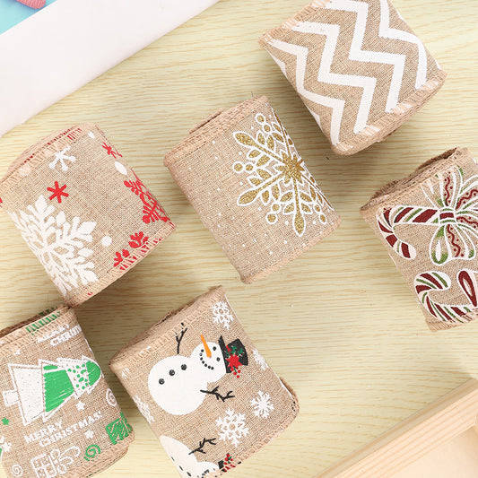 Burlap Christmas ribbon 2.3" x 3.2 yard