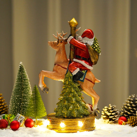 Resin Christmas Santa & deer Music Box