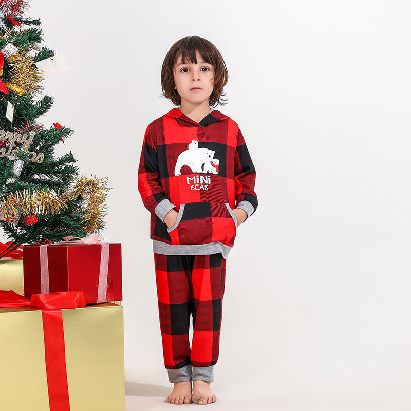 Faux Fur Plaid  Christmas Print family Pajamas Set