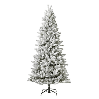 7' Snow White Pre-Lit Flocked Slim Artificial Christmas Tree