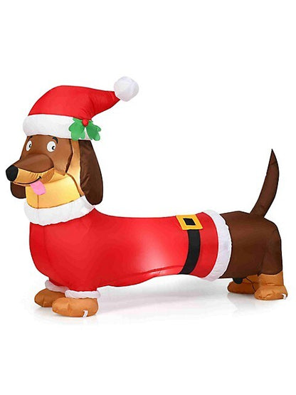 5 Ft Pre-lit Inflatable Christmas Dog weiner Blow Up Outdoor Yard Lawn Decoration