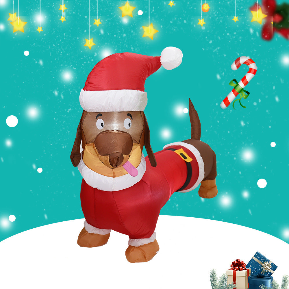 5 Ft Pre-lit Inflatable Christmas Dog weiner Blow Up Outdoor Yard Lawn Decoration