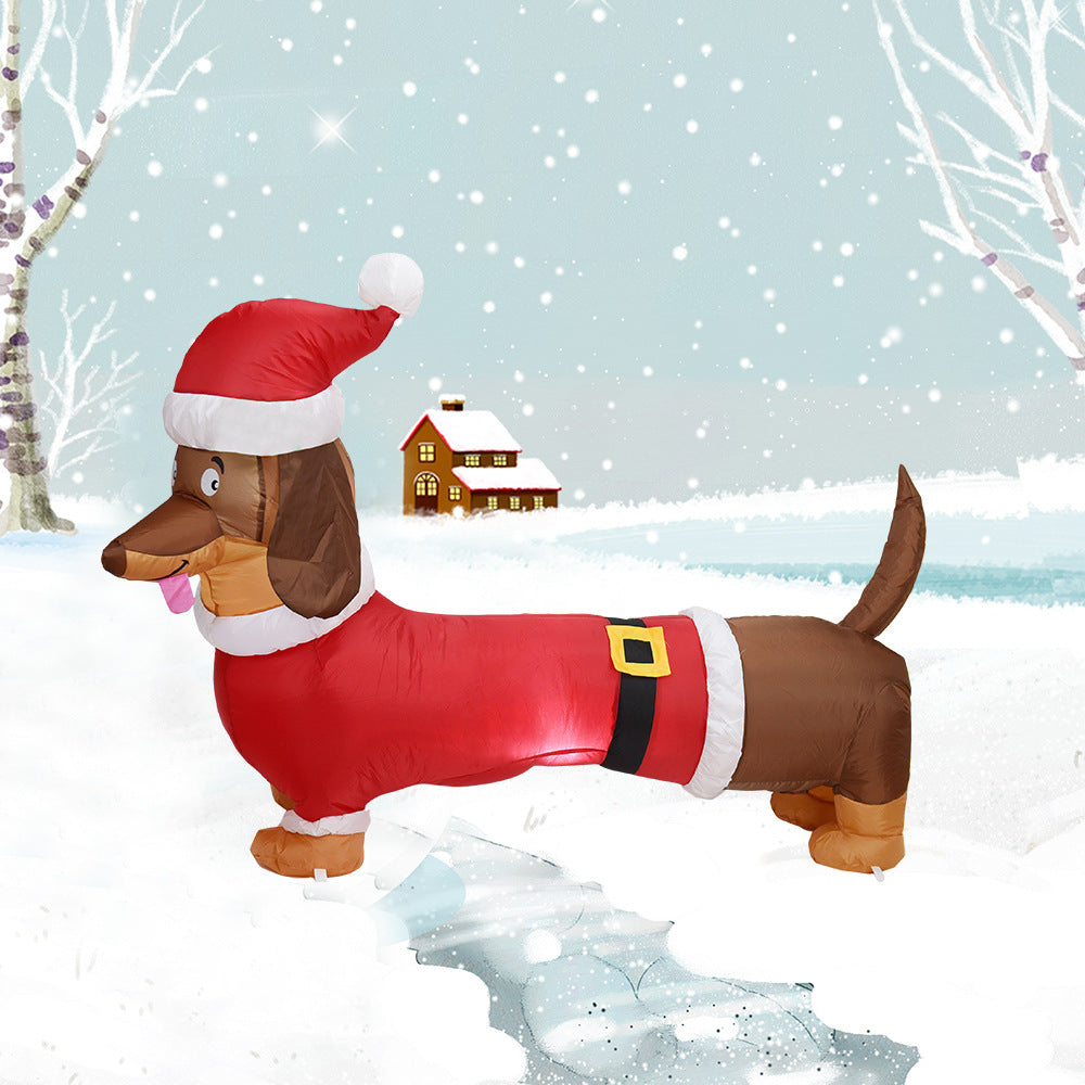 5 Ft Pre-lit Inflatable Christmas Dog weiner Blow Up Outdoor Yard Lawn Decoration