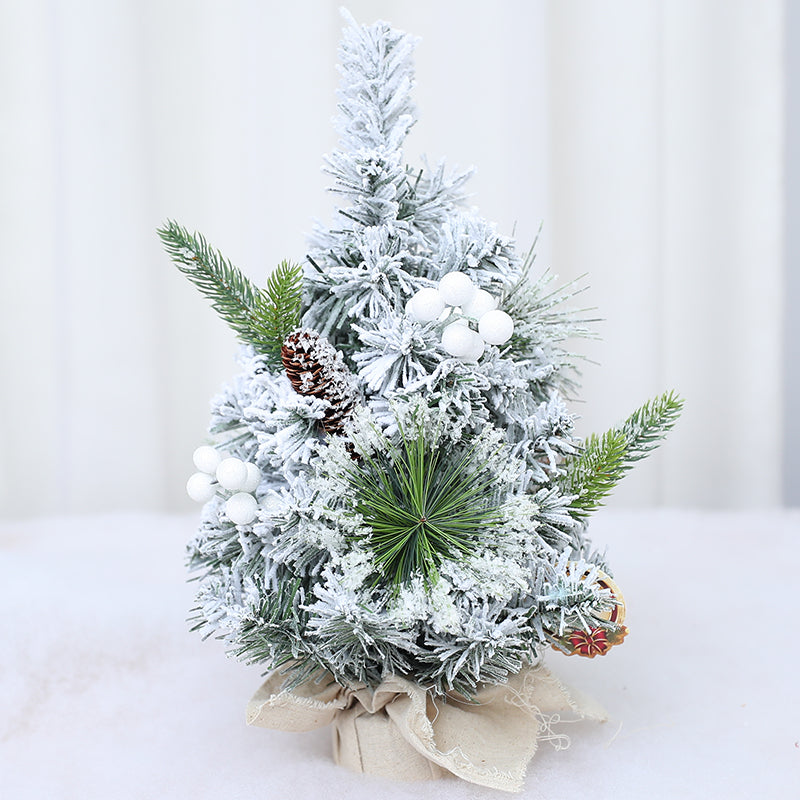 small artificial flocked pine tabletop christmas tree