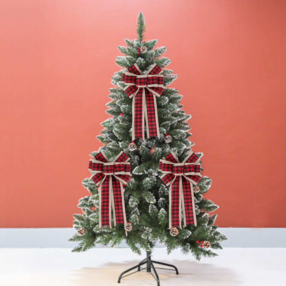 9 folds plaid christmas bow for christmas tree