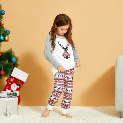 Christmas Elk Print Long Sleeve Pajamas Set Homewear