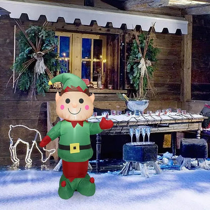 5ft Christmas Inflatable Light Up LED Inflatable Elf Holiday Yard Decoration