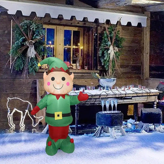 5ft Christmas Inflatable Light Up LED Inflatable Elf Holiday Yard Decoration