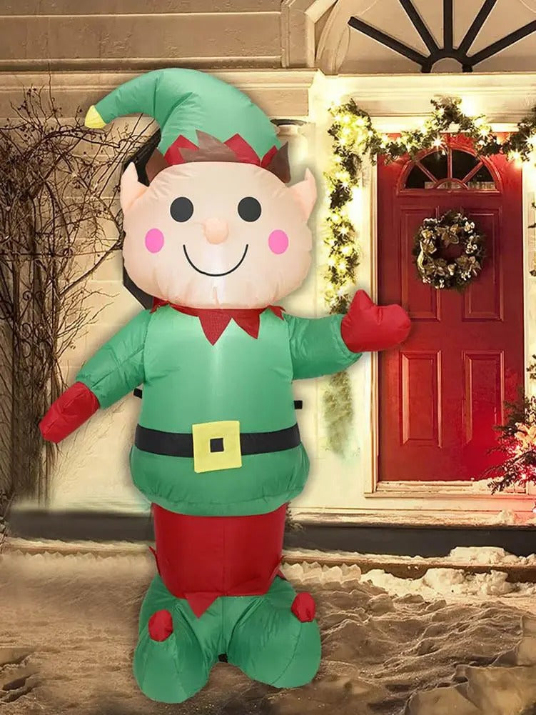 5ft Christmas Inflatable Light Up LED Inflatable Elf Holiday Yard Decoration