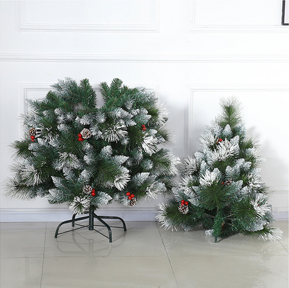 6.5ft Cedar Flocked Christmas Tree with  pine cones and red berries