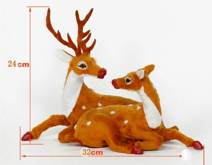 Faux fur deer figurines christmas tabletop decoration